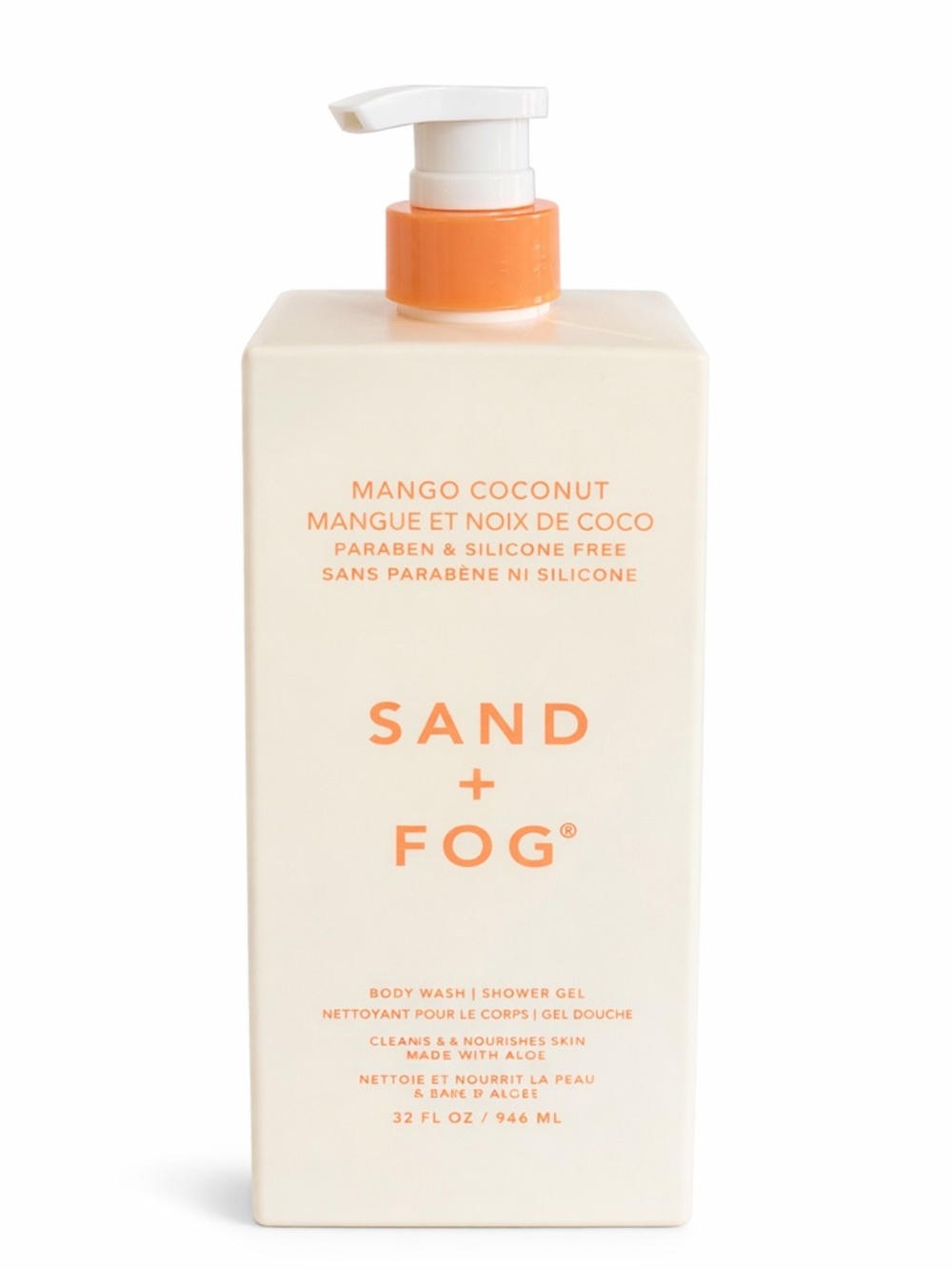 Sand + Fog Mango Coconut Body Wash — Cream with Orange Accents